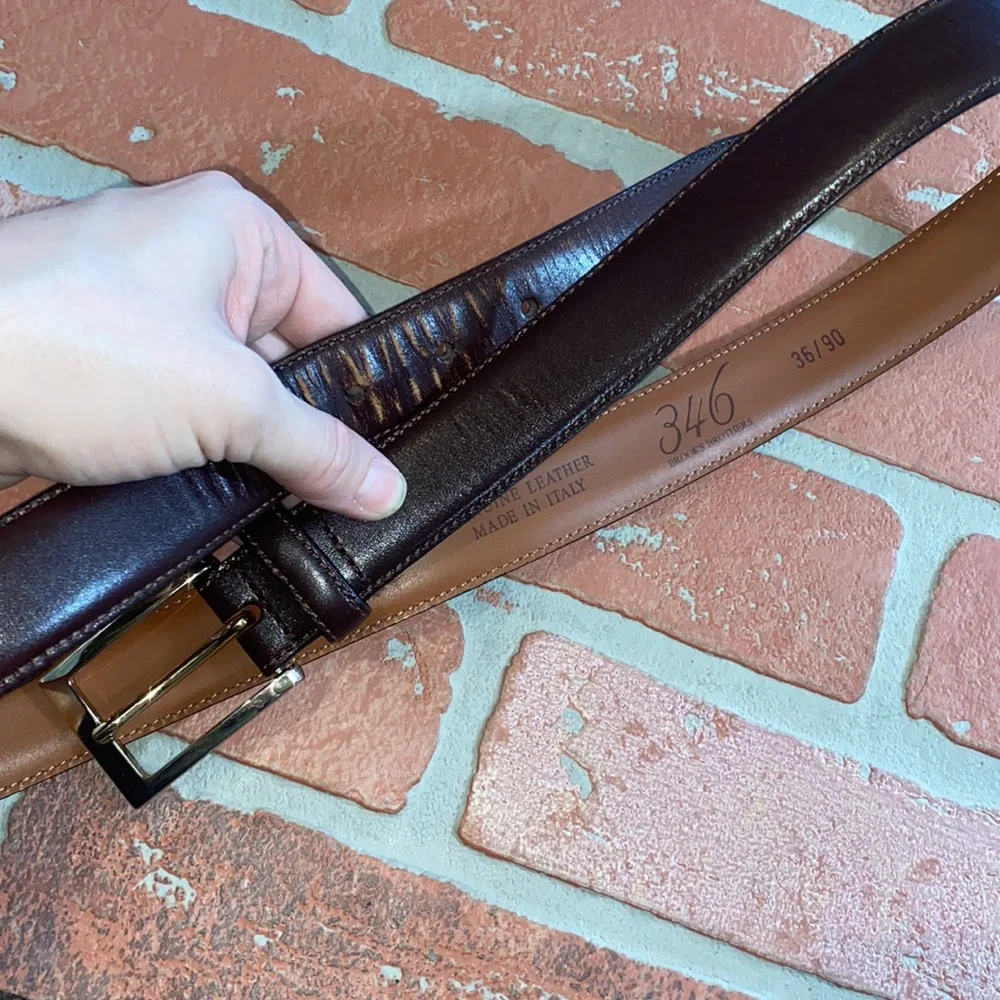 Mens Brooks brothers brown leather belt